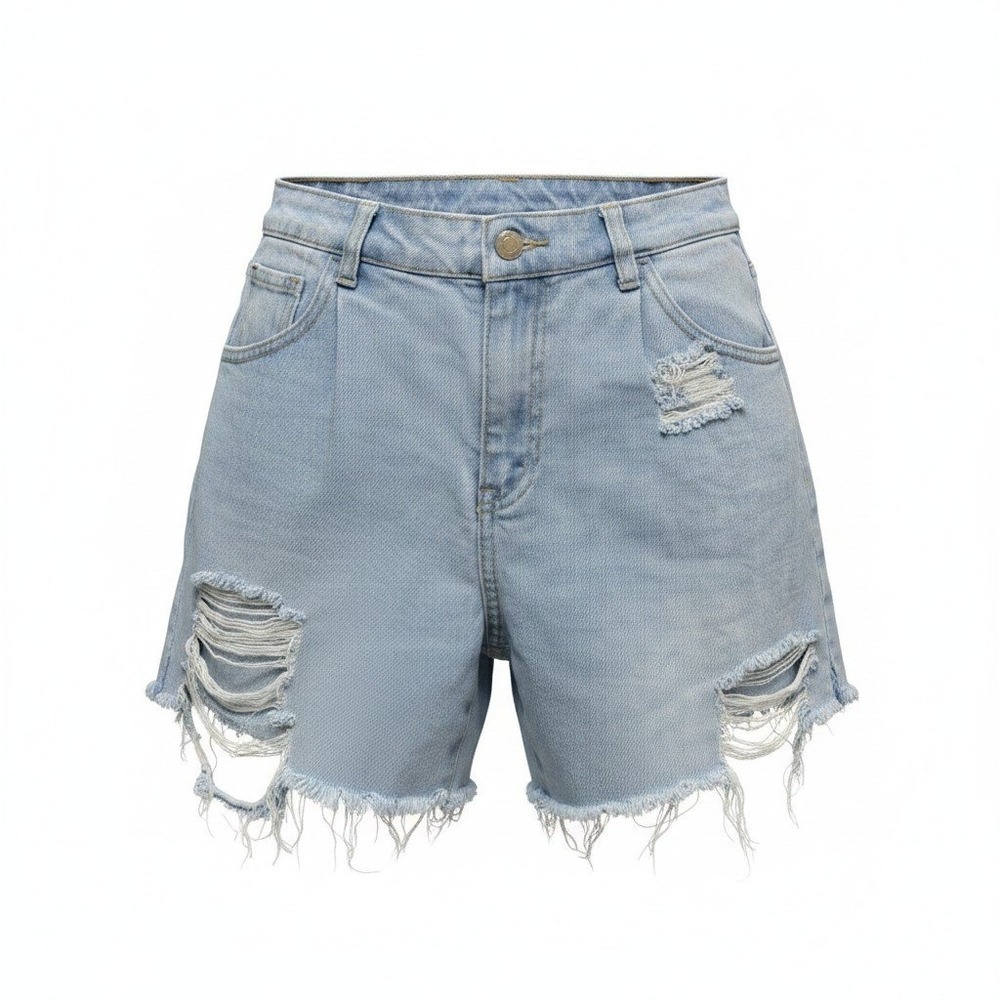 Levi's High Loose Denim Shorts Girls Size 14 Light Wash Blue Distressed Raw Hem